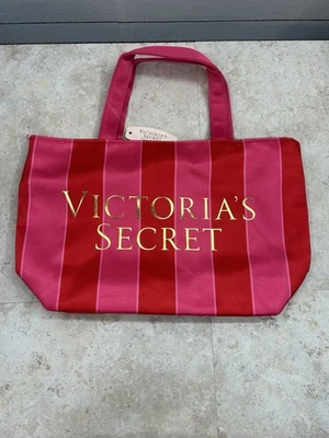 Victoria's Secret DARK RED PINK STRIPE Mini TOTE. Limited Edition. NWT - Image 1 of 4