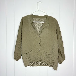 Babette Crinkle Top Anthropologie Druckknopf hellbraun Laganlook Größe Small - Bild 1 von 9