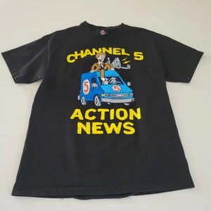 Channel 5 Action News Van Reporter Größe Large Unisex schwarzes T-Shirt gebraucht, in einwandfreiem Zustand - Bild 1 von 8