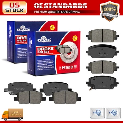 Front Rear Ceramic Brake Pads for 2021 - 2023 Kia Sorento Hyundai Santa Cruz Fe - Image 1 of 4