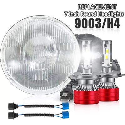 For Ford Bronco 1966-1978 Pair 7" Inch LED Sealed Beam Headlights High/Low Bulbs - Изображение 1 из 4