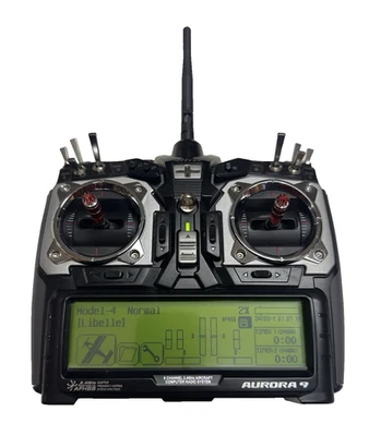Transmisor de avión Hitec Aurora 9 2,4 GHz A-FHSS RC con receptor/batería usado excelente Foto 1 de 4