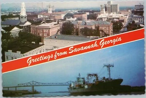 Greetings from Savannah, Georgia - Skyline and Eugene Talmadge bridge - Picture 1 of 2