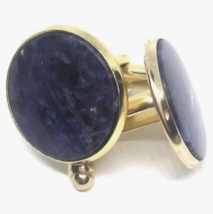 Vintage Gold Tone Sodalite Mesh Cufflinks - Picture 1 of 2
