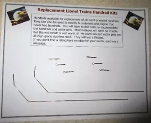 Handrails Lionel 2026, 1666,1664,1666E, 2029, S.S. Replacement Kit With Pins - Picture 1 of 1