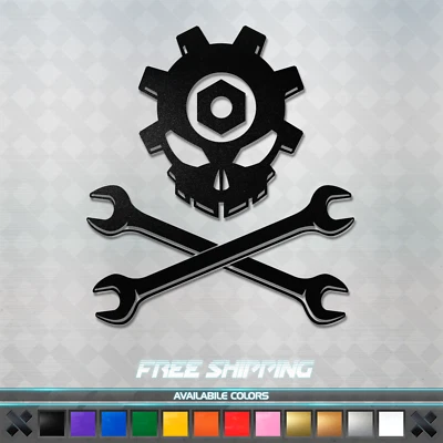 Jolly Roger Gear Head Skull Vinyl Decal Sticker - Car Window Funny Pirate JDM - Image 1 of 3