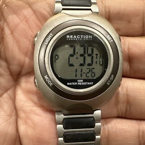 Running Vintage Kenneth Cole Digital Silver Tone Mens Wrist Watch Dial 36MM Rare - Picture 1 of 11