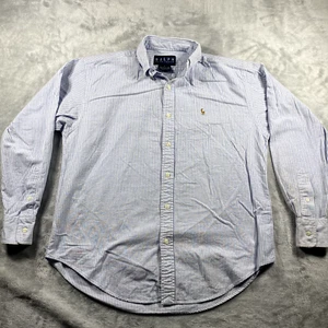 Vintage Ralph Lauren Boys Size 6 Button Down Shirt Blue/White Striped Flesh Pony - Picture 1 of 7