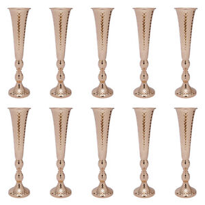 10Pcs 20.5" Flower Vases Wedding Table Centerpieces Tall Metal Trumpet Vase Gold