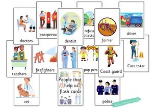 People that help us Flash Cards-CHILDMINDING/EYFS/ PRESCHOOL/ SEN/ KS1 set of 14 - Picture 1 of 1