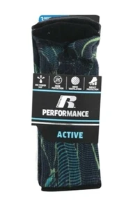 Russell Performance Active Boys 3-Pack Pair Crew Socks NWT M Shoe Size 9-2.5 - Foto 1 di 3