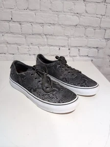 Vans Authentic Gray Black Suede Snakeskin Print Woman's 9.5 Low Top Sneaker - Picture 1 of 14