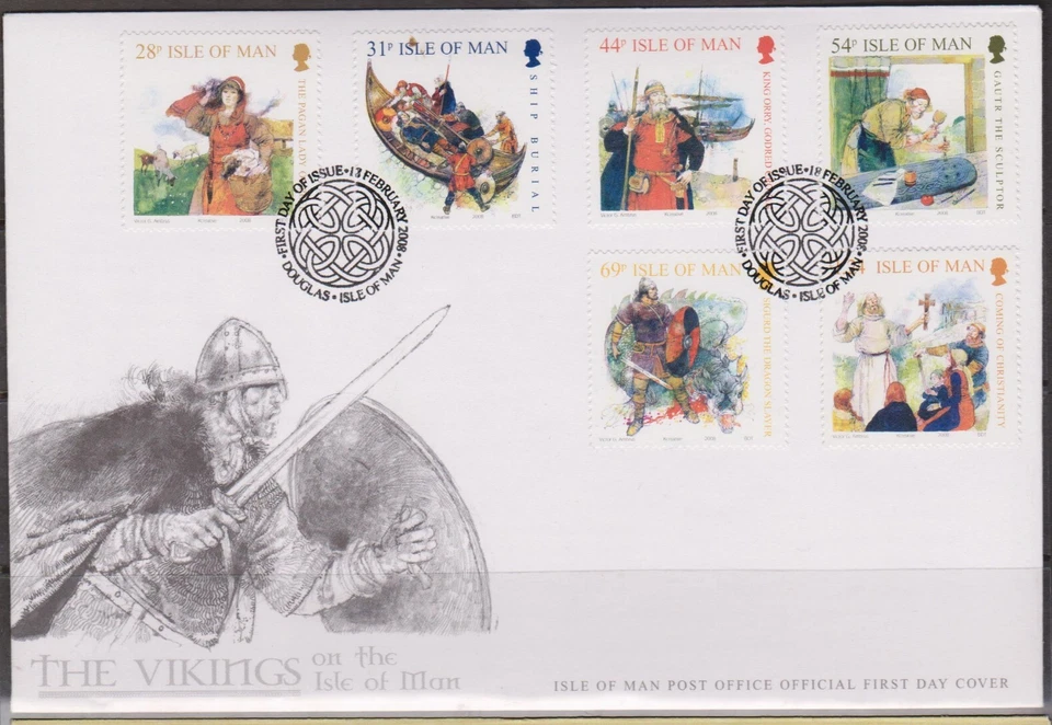 GB - ISLE of MAN 2008 The Viking Age on the Isle of Man SG 1412-1417 FDC SHIPS - Image 1 of 1