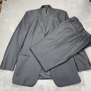 Hugo Boss Suit Mens 46L Blazer Jacket 36x33 Dress Pants Gray Super 120s Einstein - Picture 1 of 24