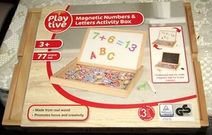 Educational Learning Toy Wooden Magnetic Activity Numbers Letters & Chalk Board - Picture 1 of 4