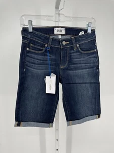 Paige Womens Jax Knee Shorts 24 Blue Rolled Cuff Medium Wash Stretch 1798212-680 - Picture 1 of 5