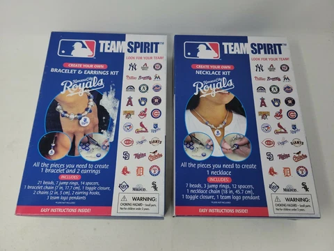 Two Kansas City Mo Royals Baseball MLB Jewelry Craft Kits Necklace Earrings NEW! Cover