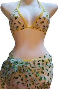 Pineapple Sexy Design Bikini Set with Sarong - Picture 1 of 3