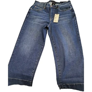  Nanette Lepore Jeans Women's Blue High-Rise Crop Wide-Leg Denim Jeans SZ 6 - Picture 1 of 6