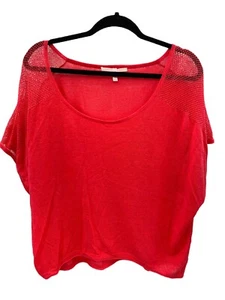 Victorias Secret Shirt Women Medium Pink Scoop Neck Linen Blend Mesh Dolman - Picture 1 of 7