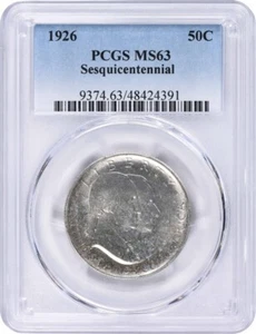 Sesquicentennial Commemorative Silver Half Dollar 1926 MS63 PCGS - Picture 1 of 2