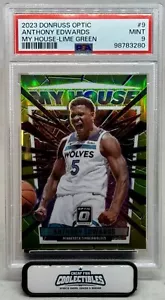 ANTHONY EDWARDS 2023-24 DONRUSS OPTIC MY HOUSE VERDE LIME PRIZM /149 COME NUOVO PSA 9 - Foto 1 di 3