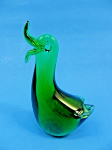 Estatuilla de pato de vidrio arte verde vintage estatua 7" de alto - Imagen 1 de 7