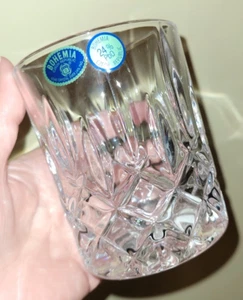 Czech Republic Bohemia Cut 24% Lead Crystal Whiskey/Bourbon Glasses~SET of 4~NEW - Picture 1 of 6