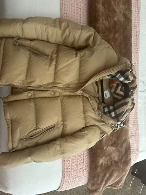 burberry coat women, tan puffer coat, size small - Image 1 of 4
