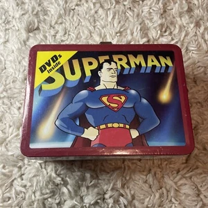 SUPERMAN Cartoons: Collectable Tin With Handle 2 DVDS IN LUNCH BOX Sealed - Picture 1 of 2