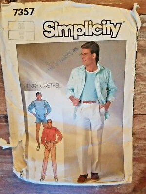 Simplicity Sewing Pattern 7357 Men's Pullover Top Size 38 Pants Shorts Waist 32 - Image 1 of 2