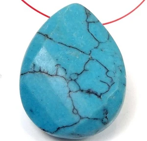 Cuentas colgantes facetadas Howlite turquesa Briolette 40x30 mm - Imagen 1 de 2