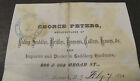 Antique 1871 Receipt George Peters Mfr Saddles Bridles Horse Tack Newark Nj