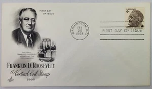 1. Tag Ausgabe Stempel & Umschlag - Franklin D Roosevelt 6c vertikaler Spulenstempel - Bild 1 von 2