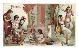 Arbuckles' Coffee Victorian Trade Card- POMPEII- #42 Sports & Pastime Series - Picture 1 of 2