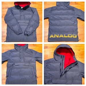 Burton Analog AG Skidway Anorak Puffer Snow Jacket Winter Men's Small Gray & Red - Picture 1 of 24