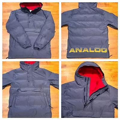 Burton Analog AG Skidway Anorak Puffer Snow Jacket Winter Men's Small Gray & Red - Image 1 of 4