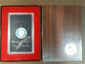 1971 S Eisenhower Proof 40 % Silver Dollar in US Mint Original Brown Box - Picture 1 of 5