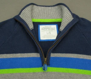 Aéropostale Sweater Youth Large Blue Quarter Zip Long Sleeve Boys L (38 Chest) - Picture 1 of 11