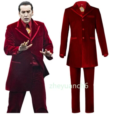 Movie Renfield Cosplay Costume Dracula Red Uniform Halloween Outfit Party Adult - Image 1 of 4