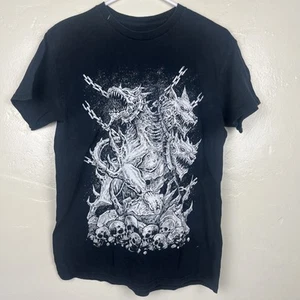 Vampire Freaks Cerberus 3 Head Dog Graphic Print T-Shirt Black Medium - Bild 1 von 11