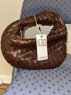 Bolsa de mão Urban Expressions marrom tecido vegano couro hobo com alça atada - Imagem 1 de 4