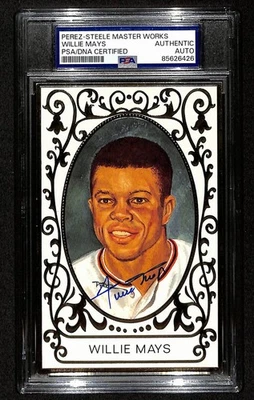 Willie Mays HOF Signed Perez Steele Master Works Postcard Giants PSA/DNA 201330 - Image 1 of 2