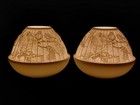 Photophore Lithophanie - Paire - Oiseaux - Porcelaine biscuit Bernardaud Limoges