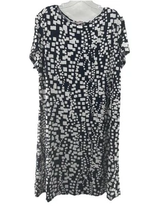 Vestido recto Chico’s para mujer manga corta azul marino y blanco estampado geométrico 12/14 (2) - Imagen 1 de 8