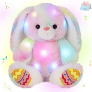 Easter Plush Bunny Stuffed Animal,Musical Light up Rainbow Bunny Plushies,Sin... - Picture 1 of 6