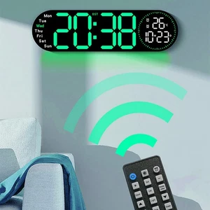 Digital LED Wall Clock Dual Alarm Calendar Temperature Display Remote Control - Picture 1 of 6