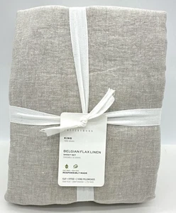 Pottery Barn~ Belgian Flax Linen Sheet Set~King~Flax~ NEW - Picture 1 of 1