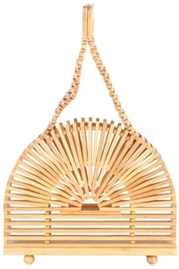 CULT GAIA BROWN WOOD TOTE BAG - Picture 1 of 10