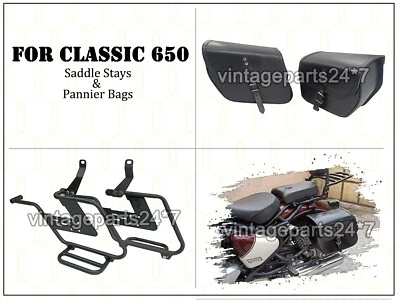 Passend für Royal Enfield Classic 650, schwarze Taschen mit Sattelstrebenmontag - Bild 1 von 4
